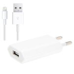 Adattatore per caricabatterie da viaggio con spina europea 2 in 1 5V 1A con cavo da 1 m a 8 pin per iPhone (bianco)