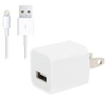 Adattatore per caricabatterie da viaggio 2 in 1 5V 1A US con cavo da 1 m a 8 pin per iPhone (bianco)