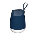 Subwoofer impermeabile cilindrico con altoparlante wireless in tessuto Bluetooth con luce RGB (blu)