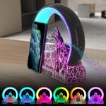 Flame Mountain Caricatore wireless con luce ambientale Sveglia intelligente Altoparlante Bluetooth con funzione di sveglia (Nero)