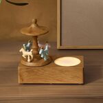 Altoparlante Bluetooth wireless carino a forma di carosello con luce notturna (grana di legno)