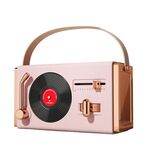 C220 Altoparlante multifunzionale per giradischi in vinile portatile Mini audio retrò portatile, colore: rosa ciliegia
