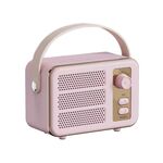 Mini altoparlante Bluetooth portatile portatile con audio stereo a livello HIFI retrò, colore: rosa