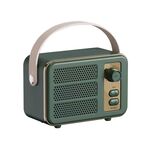 Mini altoparlante Bluetooth portatile portatile con audio stereo a livello HIFI retrò, colore: verde