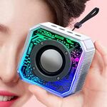 Subwoofer per altoparlante Bluetooth Cannon in acciaio piccolo Mecha trasparente con luce RGB (bianco)