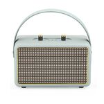 Altoparlante Bluetooth per karaoke portatile in legno con struttura in pelle, colore: grigio