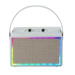 Altoparlante Bluetooth esterno retrò audio karaoke con effetti di luce colorata in pelle, stile: altoparlante singolo (grigio)
