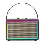 Altoparlante Bluetooth esterno retrò audio karaoke con effetti di luce colorata in pelle, stile: altoparlante singolo (marrone)