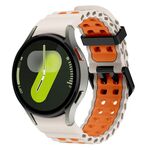 Cinturino in silicone bicolore con doppia fila di fori per Samsung Galaxy Watch 7 da 40/44 mm, colore oceano (arancione stellare)