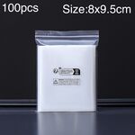 100 sacchetti con chiusura lampo stampati con etichetta di avvertenza ambientale a doppio strato, dimensioni: 8 x 9,5 cm, 12 fili