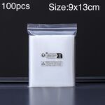 100 sacchetti con chiusura lampo stampati con etichetta ambientale a doppio strato, dimensioni: 9 x 13 cm, 8 fili