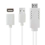 Cavo adattatore USB maschio + USB 2.0 femmina a telefono HDMI a HDTV, Cavo adattatore USB maschio + USB 2.0 femmina a HDMI da telefono a HDTV (bianco)