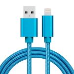 Cavo dati / caricabatterie da 8 pin a USB con testina in metallo da 1 m 3A, Cavo dati/caricabatterie da 8 pin a USB con testa in metallo intrecciato da 1 m 3A (blu)
