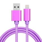 Cavo dati / caricabatterie da 8 pin a USB con testina in metallo da 1 m 3A, Cavo dati/caricabatterie da 8 pin a USB con testa in metallo intrecciato da 1 m 3A (viola)