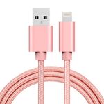 Cavo dati / caricabatterie da 8 pin a USB con testina in metallo da 1 m 3A, 1m 3A Woven Style Metal Head 8 Pin a USB Cavo dati/caricabatterie (oro rosa)