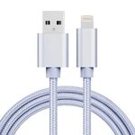Cavo dati / caricabatterie da 8 pin a USB con testina in metallo da 1 m 3A, 1m 3A Woven Style Metal Head 8 Pin a USB Cavo Dati/Caricatore (Argento)