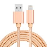 Testa di metallo in tessuto 3A Testa di metallo 8 PIN al cavo dati di carica USB, lunghezza del cavo: 2m (oro)
