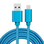Testa di metallo in metallo in tessuto 3A Testa a 8 PIN a USB Cavo dati, lunghezza del cavo: 2m (blu)