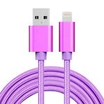 Testa di metallo in metallo in tessuto 3A 8 PIN al cavo dati della carica USB, lunghezza del cavo: 2m (viola)