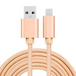 Cavo dati in metallo in metallo in metallo in tessuto 3 m 3A / cavo di caricabatterie USB, 3m 3A Woven Style Metal Head 8 Pin a USB Cavo Dati/Caricatore(Oro)