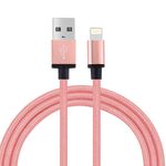 Cavo dati / caricabatterie da 8 pin a USB 2.0 con testa in metallo a 58 core da 1 m, Cavo dati / caricabatterie da 1 m con testa in metallo intrecciato 58 core da 8 pin a USB 2.0 (magenta)