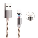 Rotazione a 360 gradi 8 PIN a USB 2.0 Cavo di ricarica magnetico in stile tessuto con indicatore LED, lunghezza cavo: 1m (oro)