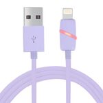 1m Circular Bobin Bobin Style Style da 8 pin a USB Data Sync With Indicatore per iPhone, iPad (Purple)