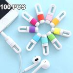 100 PCS Auricolare Cuffia Cavo Cavo Cavo Copertura protettiva Avvolgitore avvolgente Organizer avvolgente, consegna colore casuale