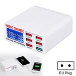 896 Caricabatterie rapido QC 3.0 da 40 W a 6 porte USB con display digitale LCD, spina europea (bianco)