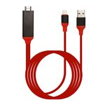 Cavo di adattatore maschio HDMI e USB da maschio a 8 pin, lunghezza: 2m (rosso)