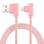 Cavo di ricarica a doppio gomito da USB a 8 pin in stile Weave in nylon da 25 cm, Cavo di ricarica a doppio gomito da 25 cm in nylon intrecciato da USB a 8 pin (rosa)