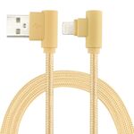 Cavo di ricarica a doppio gomito da USB a 8 pin in stile Weave in nylon da 25 cm, Cavo di ricarica a doppio gomito da 25 cm in nylon intrecciato da USB a 8 pin (oro)