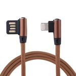 Cavo di ricarica per sincronizzazione dati in nylon a doppio gomito con uscita da 1 m 2,4 A da USB a 8 pin, Cavo di ricarica per sincronizzazione dati in nylon intrecciato con design a doppio gomito da 1 m 2,4 A in uscita da USB a 8 pin (caffè)