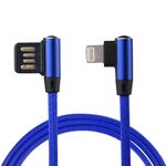 Cavo di ricarica per sincronizzazione dati in nylon a doppio gomito con uscita da 1 m 2,4 A da USB a 8 pin, Cavo di ricarica per sincronizzazione dati in nylon intrecciato con design a doppio gomito da 1 m 2,4 A in uscita da USB a 8 pin (blu scuro)