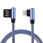 Cavo di ricarica per sincronizzazione dati in nylon a doppio gomito con uscita da 1 m 2,4 A da USB a 8 pin, Cavo di ricarica per sincronizzazione dati in nylon intrecciato con design a doppio gomito da 1 m 2,4 A in uscita da USB a 8 pin (blu)