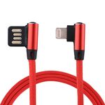 Cavo di ricarica per sincronizzazione dati in nylon a doppio gomito con uscita da 1 m 2,4 A da USB a 8 pin, Cavo di ricarica per sincronizzazione dati in nylon intrecciato con design a doppio gomito da 1 m 2,4 A in uscita da USB a 8 pin (rosso)