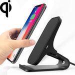 HAMTOD M5 Caricabatterie wireless con supporto standard Qi intelligente a doppia bobina da 15 W con indicatore luminoso, supporto per ricarica rapida (nero)