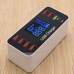A9 + Multi-funzione AC 100 V ~ 240 V 8 porte Display digitale USB Caricatore intelligente stazione di ricarica staccabile LCD, supporto QC3.0 (bianco)