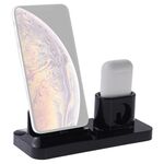 Base per stazione di ricarica wireless ricaricabile per telefono cellulare e auricolare, con interfaccia Micro USB + USB-C / Type-C + 8 pin (nero)