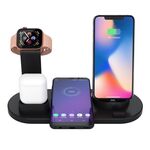 HQ-UD15 5 in 1 8 pin + micro USB + interfacce USB-C / tipo-C + interfaccia di ricarica per auricolari a 8 pin + base di ricarica wireless con supporto per orologio (nero)