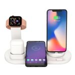 HQ-UD15 5 in 1 8 pin + micro USB + interfacce USB-C / tipo-C + interfaccia di ricarica per auricolari a 8 pin + base di ricarica wireless con supporto per orologio (bianco)