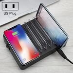 50 W 6 porte USB + 2 porte USB-C / Type-C + Caricabatterie multifunzione con ricarica wireless con display a LED e cornice rimovibile, spina americana