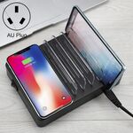 50 W 6 porte USB + 2 porte USB-C / Type-C + Caricabatterie multifunzione con ricarica wireless con display a LED e cornice rimovibile, spina AU