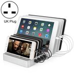 Caricatore intelligente X6 96 W 2,4 A 8 porte USB con cornice rimovibile, spina UK (bianco)