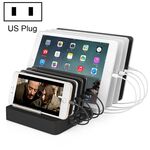 Caricabatterie intelligente X6 96 W 2,4 A 8 porte USB con cornice rimovibile, spina USA (nera)