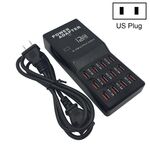 W-858 12A Caricabatteria da tavolo per dock di ricarica rapida USB a 12 porte AC100-240V, spina americana (nera)
