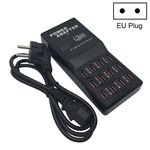 W-858 12A Caricabatteria da tavolo per dock di ricarica rapida USB a 12 porte AC100-240V, spina europea (nero)