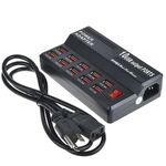 W-838 60W 10 porte USB Caricabatteria da tavolo per ricarica rapida rapida AC100-240V, spina USA (nero)