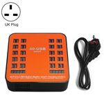 WLX-840 200W 40 porte USB Display digitale Stazione di ricarica intelligente AC100-240V, spina UK (nero + arancione)