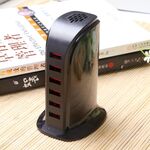 853L 30W Caricabatteria intelligente dock a ricarica rapida USB 6 porte AC100-240V (nero)